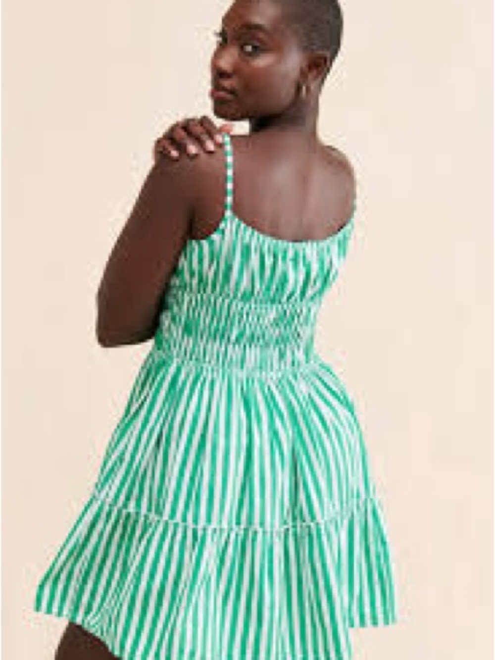 Lusana Green & White Striped Sundress